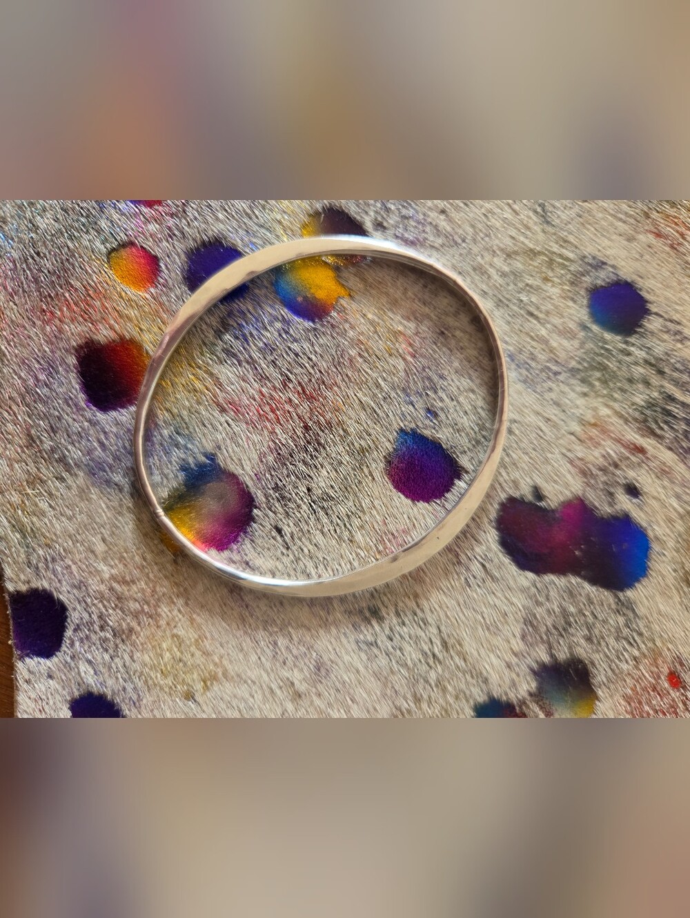 Classic Silver Hammered Bangle Bracelet - Silver